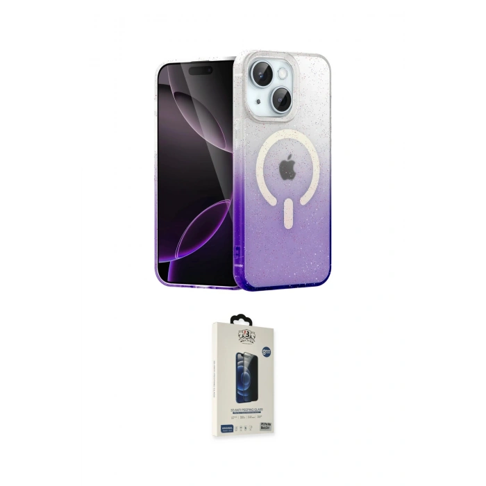 MARSİLYAN™- iPhone 14 Kılıf Eksen Minimal Özel Seri - Siyah Bilvis Hayalet Cam Ekran Koruyucu