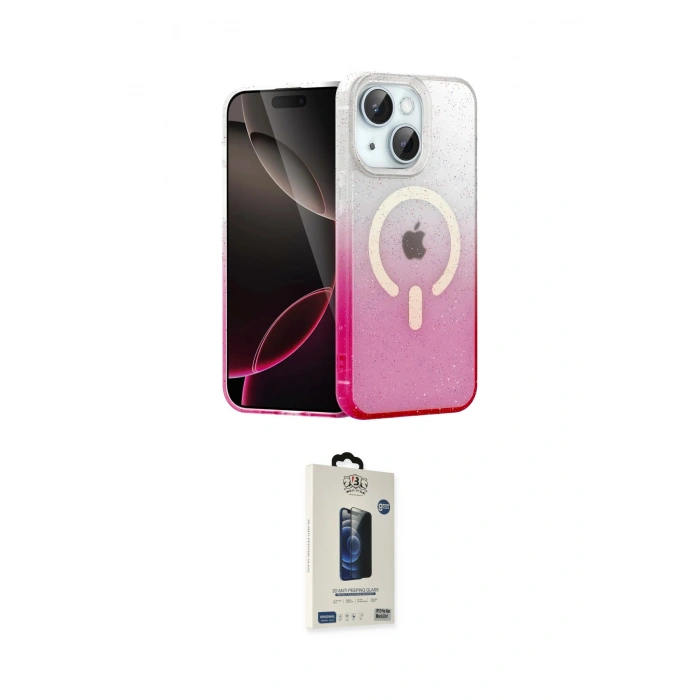 MARSİLYAN™- iPhone 14 Kılıf Eksen Minimal Özel Seri - Siyah Bilvis Hayalet Cam Ekran Koruyucu