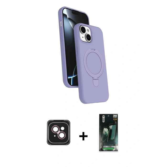 MARSİLYAN™- iPhone 14 Kılıf İz Işık Koleksiyonu - Şeffaf 360 Full Body Arka Koruyucu + PVD Metal Kamera Lens - PE