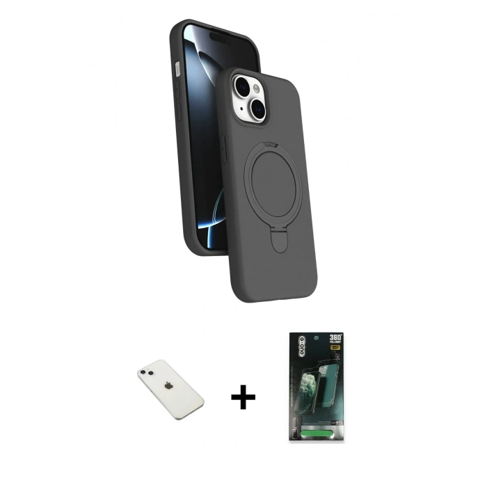 MARSİLYAN™- iPhone 14 Kılıf İz Işık Koleksiyonu - Şeffaf 360 Full Body Arka Koruyucu + Diamond Kamera Lens - SABE