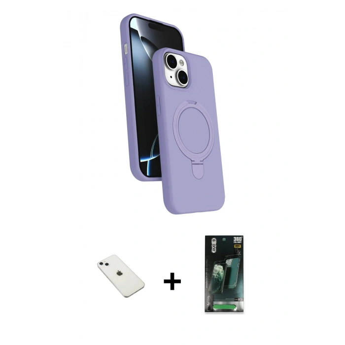 MARSİLYAN™- iPhone 14 Kılıf İz Işık Koleksiyonu - Şeffaf 360 Full Body Arka Koruyucu + Diamond Kamera Lens - SABE