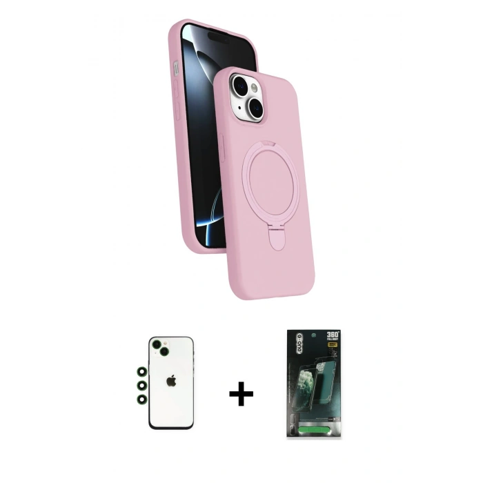 MARSİLYAN™- iPhone 14 Kılıf İz Işık Koleksiyonu - Şeffaf 360 Full Body Arka Koruyucu + Shine Kamera Lens - YL