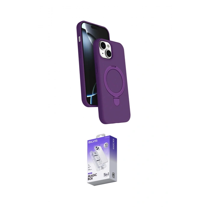 MARSİLYAN™- iPhone 14 Kılıf İz Işık Koleksiyonu - Siyah Bilvis 5in1 3D Magic Cam Ekran Koruyucu