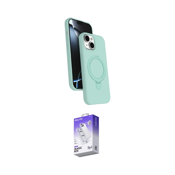 MARSİLYAN™- iPhone 14 Kılıf İz Işık Koleksiyonu - Siyah Bilvis 5in1 3D Magic Cam Ekran Koruyucu