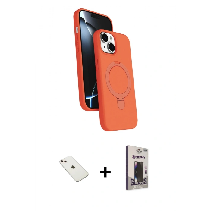 MARSİLYAN™- iPhone 14 Kılıf İz Işık Koleksiyonu - Siyah Bilvis Hayalet Cam Ekran Koruyucu + Diamond Kamera Lens - PE