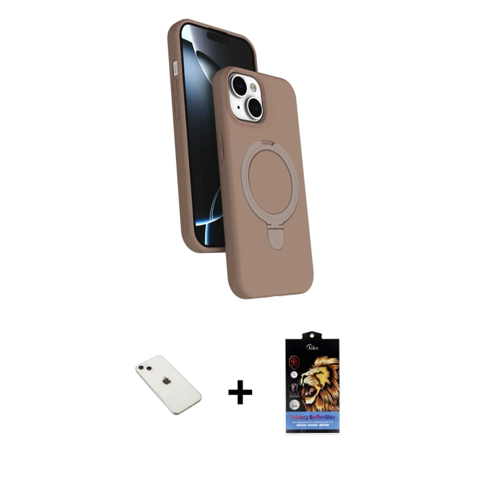 MARSİLYAN™- iPhone 14 Kılıf İz Işık Koleksiyonu - Siyah Buffer Hayalet Cam Ekran Koruyucu + Diamond Kamera Lens - PE
