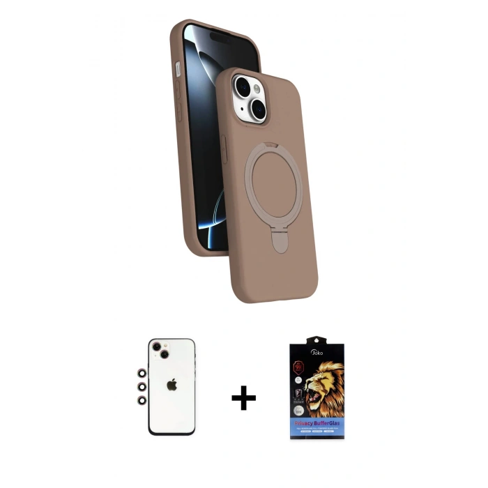 MARSİLYAN™- iPhone 14 Kılıf İz Işık Koleksiyonu - Siyah Buffer Hayalet Cam Ekran Koruyucu + Shine Kamera Lens - GI