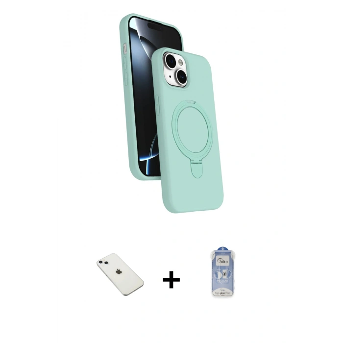 MARSİLYAN™- iPhone 14 Kılıf İz Işık Koleksiyonu - Siyah Joko Magic 5D Cam + Diamond Kamera Lens - SABE