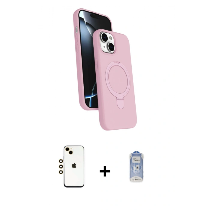 MARSİLYAN™- iPhone 14 Kılıf İz Işık Koleksiyonu - Siyah Joko Magic 5D Cam + Shine Kamera Lens - GD
