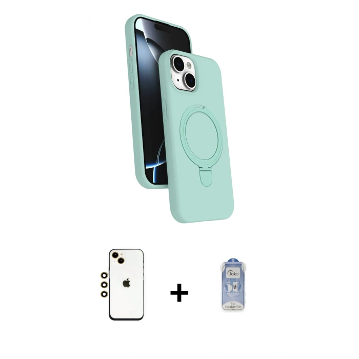 MARSİLYAN™- iPhone 14 Kılıf İz Işık Koleksiyonu - Siyah Joko Magic 5D Cam + Shine Kamera Lens - GD