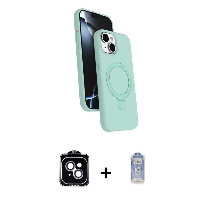 MARSİLYAN™- iPhone 14 Kılıf İz Işık Koleksiyonu - Siyah Joko Magic 5D Cam + PVD Metal Kamera Lens - MI