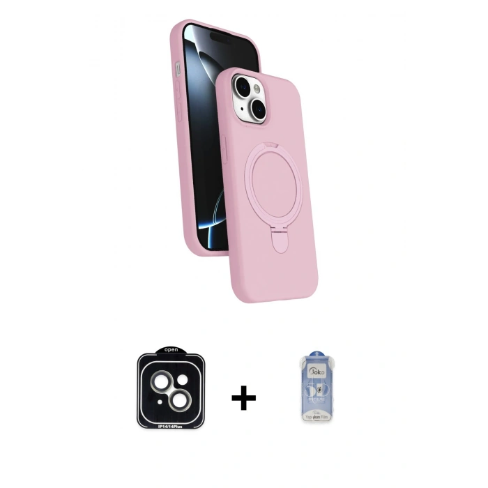 MARSİLYAN™- iPhone 14 Kılıf İz Işık Koleksiyonu - Siyah Joko Magic 5D Cam + PVD Metal Kamera Lens - YL