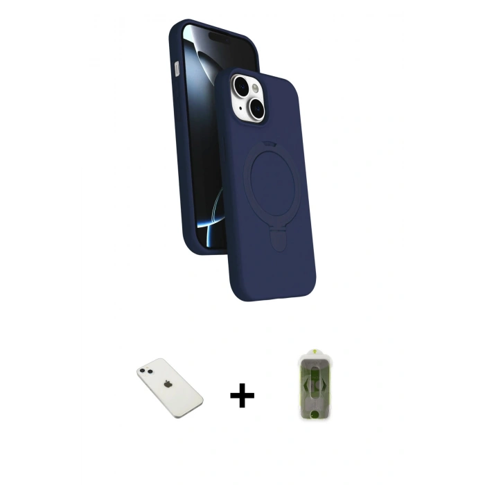 MARSİLYAN™- iPhone 14 Kılıf İz Işık Koleksiyonu - Siyah Joko Magic 5D Hayalet Cam + Diamond Kamera Lens - SABE