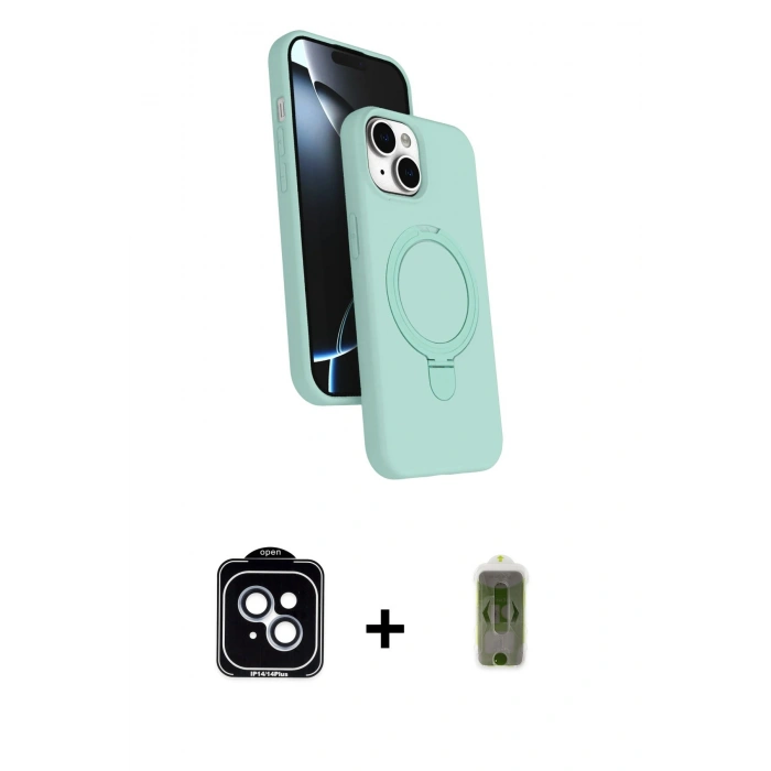 MARSİLYAN™- iPhone 14 Kılıf İz Işık Koleksiyonu - Siyah Joko Magic 5D Hayalet Cam + PVD Metal Kamera Lens - MI