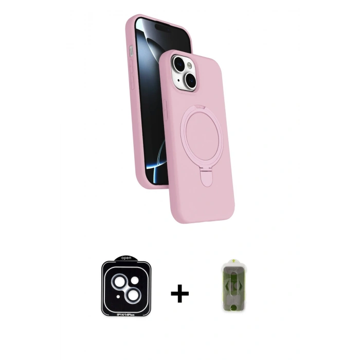 MARSİLYAN™- iPhone 14 Kılıf İz Işık Koleksiyonu - Siyah Joko Magic 5D Hayalet Cam + PVD Metal Kamera Lens - MI