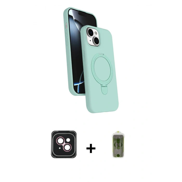 MARSİLYAN™- iPhone 14 Kılıf İz Işık Koleksiyonu - Siyah Joko Magic 5D Hayalet Cam + PVD Metal Kamera Lens - PE