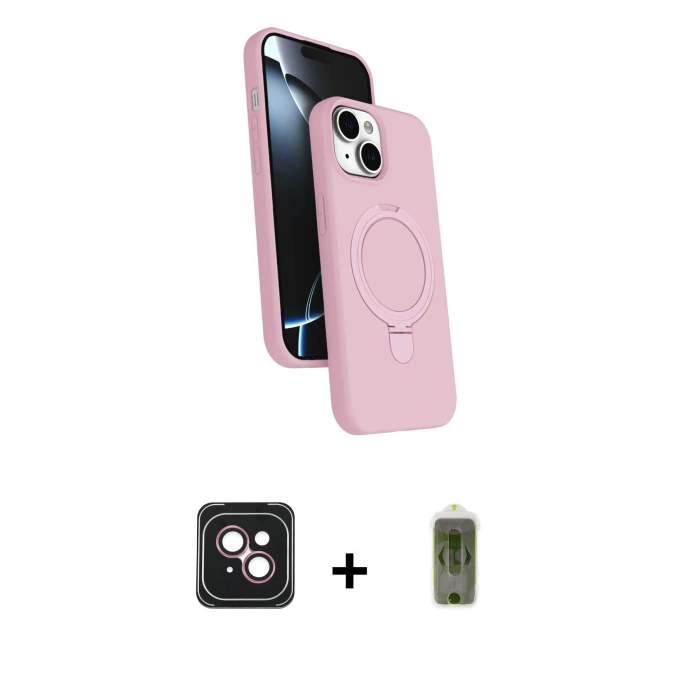 MARSİLYAN™- iPhone 14 Kılıf İz Işık Koleksiyonu - Siyah Joko Magic 5D Hayalet Cam + PVD Metal Kamera Lens - PE