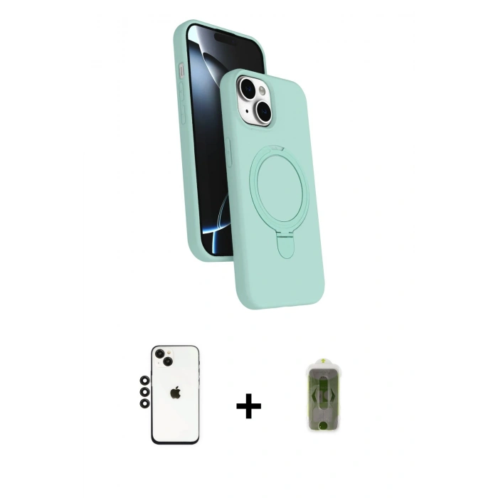 MARSİLYAN™- iPhone 14 Kılıf İz Işık Koleksiyonu - Siyah Joko Magic 5D Hayalet Cam + Shine Kamera Lens - SH