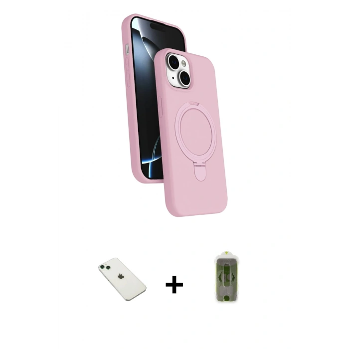 MARSİLYAN™- iPhone 14 Kılıf İz Işık Koleksiyonu - Siyah Joko Magic 5D Hayalet Cam + Diamond Kamera Lens - YL