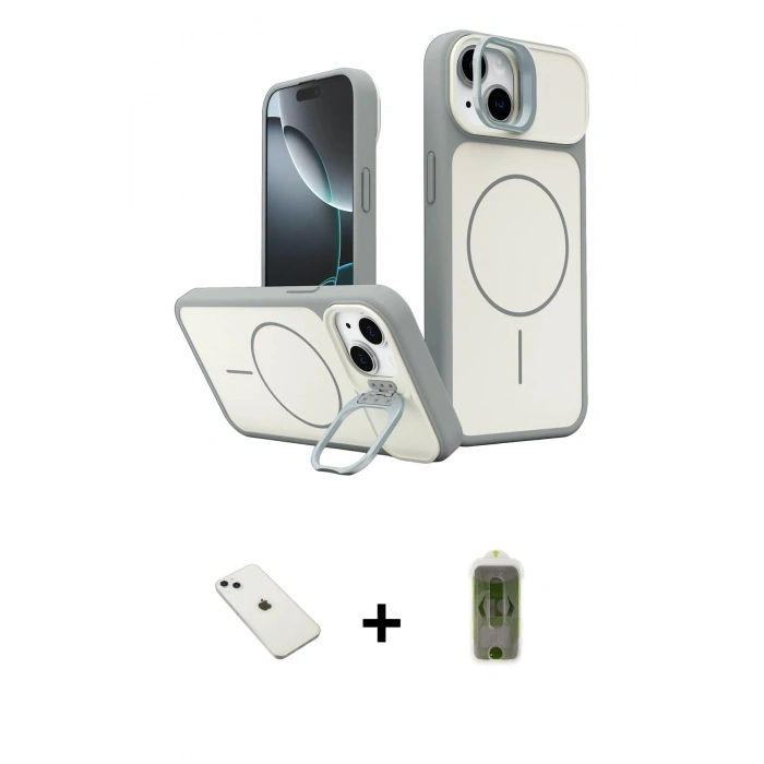 MARSİLYAN™- iPhone 14 Kılıf İz Modern Prime - Siyah Joko Magic 5D Hayalet Cam + Diamond Kamera Lens - SABE