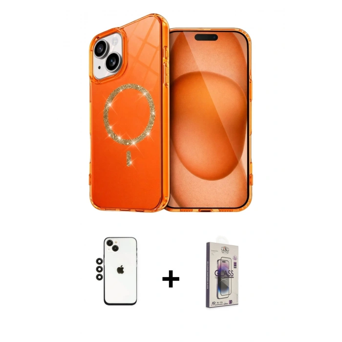 MARSİLYAN™- iPhone 14 Kılıf Kıvılcım Form Prime - Siyah Bilvis 3D Cam Ekran Koruyucu + Shine Kamera Lens - SH