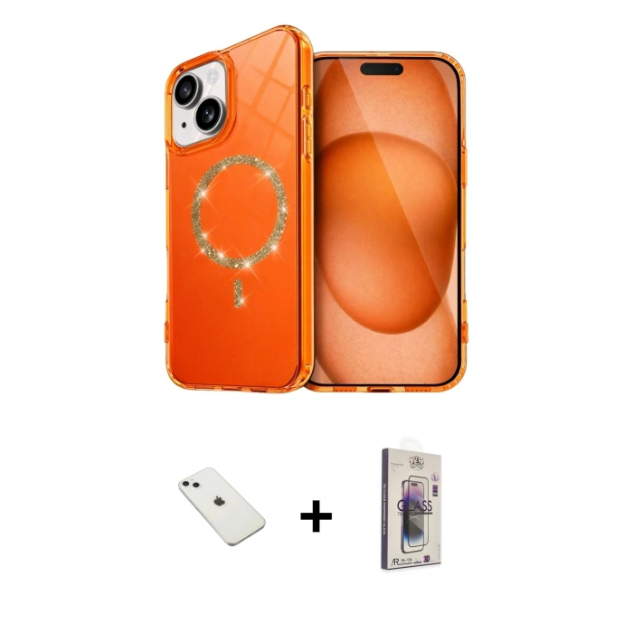 MARSİLYAN™- iPhone 14 Kılıf Kıvılcım Form Prime - Siyah Bilvis 3D Cam Ekran Koruyucu + Sierra Blue Diamond Kamera Lens
