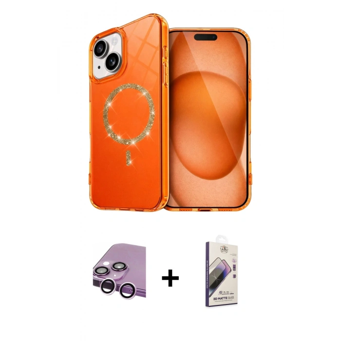 MARSİLYAN™- iPhone 14 Kılıf Kıvılcım Form Prime - Siyah Bilvis 3D Mat Cam Ekran Koruyucu + Raze Metal Kamera Lens - MR