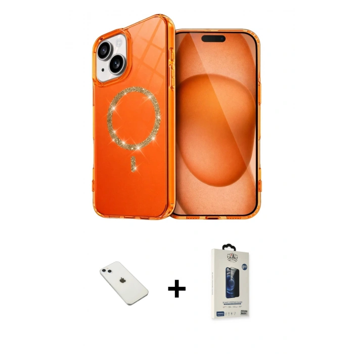 MARSİLYAN™- iPhone 14 Kılıf Kıvılcım Form Prime - Siyah Bilvis Hayalet Cam Ekran Koruyucu + Diamond Kamera Lens - SABE