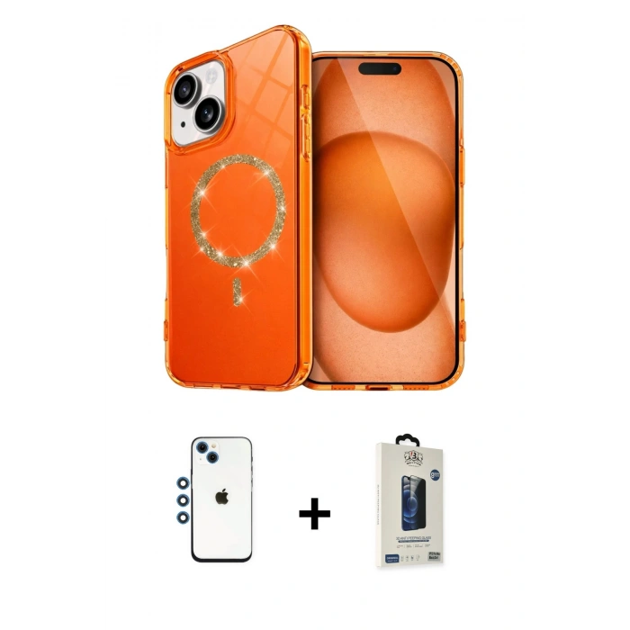 MARSİLYAN™- iPhone 14 Kılıf Kıvılcım Form Prime - Siyah Bilvis Hayalet Cam Ekran Koruyucu + Shine Kamera Lens - MI