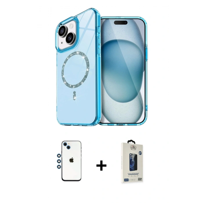 MARSİLYAN™- iPhone 14 Kılıf Kıvılcım Form Prime - Siyah Bilvis Hayalet Cam Ekran Koruyucu + Shine Kamera Lens - MI