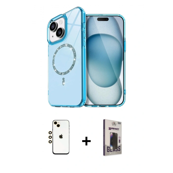 MARSİLYAN™- iPhone 14 Kılıf Kıvılcım Form Prime - Siyah Bilvis Hayalet Cam Ekran Koruyucu + Shine Kamera Lens - GD