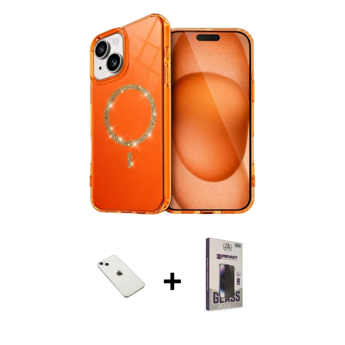 MARSİLYAN™- iPhone 14 Kılıf Kıvılcım Form Prime - Siyah Bilvis Hayalet Cam Ekran Koruyucu + Diamond Kamera Lens - SABE