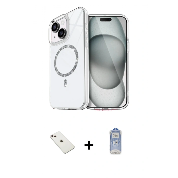 MARSİLYAN™- iPhone 14 Kılıf Kıvılcım Form Prime - Siyah Joko Magic 5D Cam + Diamond Kamera Lens - PE