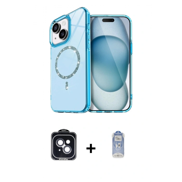 MARSİLYAN™- iPhone 14 Kılıf Kıvılcım Form Prime - Siyah Joko Magic 5D Cam + PVD Metal Kamera Lens - SH