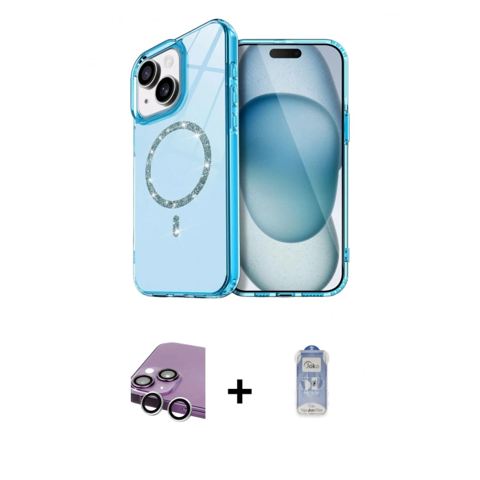 MARSİLYAN™- iPhone 14 Kılıf Kıvılcım Form Prime - Siyah Joko Magic 5D Cam + Raze Metal Kamera Lens - GS