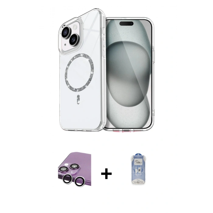MARSİLYAN™- iPhone 14 Kılıf Kıvılcım Form Prime - Siyah Joko Magic 5D Cam + Raze Metal Kamera Lens - GS