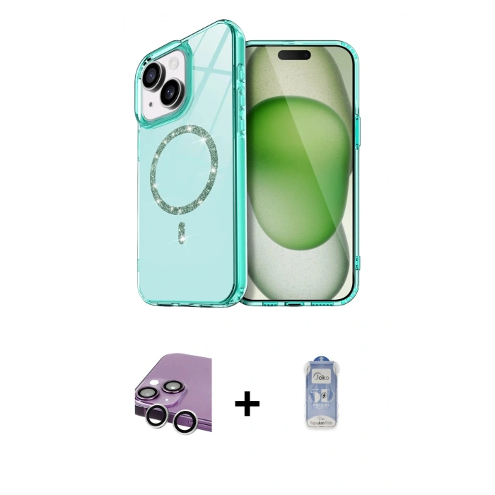 MARSİLYAN™- iPhone 14 Kılıf Kıvılcım Form Prime - Siyah Joko Magic 5D Cam + Raze Metal Kamera Lens - GS