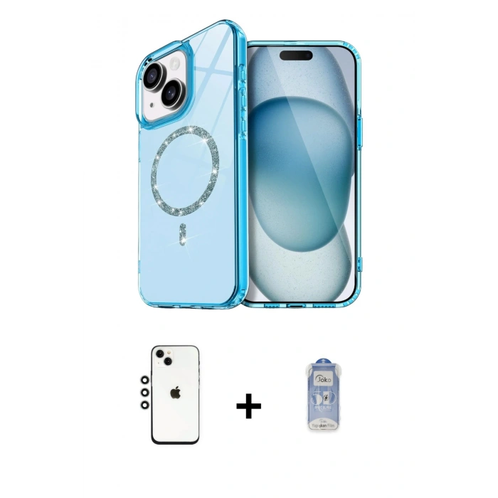 MARSİLYAN™- iPhone 14 Kılıf Kıvılcım Form Prime - Siyah Joko Magic 5D Cam + Shine Kamera Lens - GS