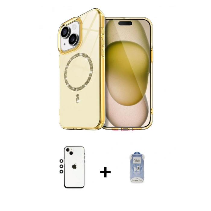 MARSİLYAN™- iPhone 14 Kılıf Kıvılcım Form Prime - Siyah Joko Magic 5D Cam + Shine Kamera Lens - GS