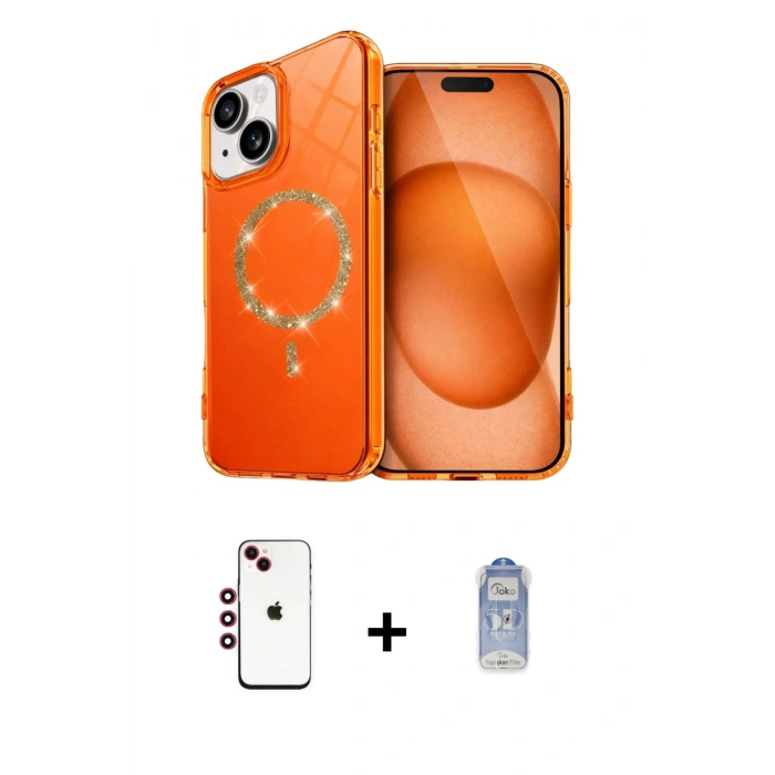 MARSİLYAN™- iPhone 14 Kılıf Kıvılcım Form Prime - Siyah Joko Magic 5D Cam + Shine Kamera Lens - KI