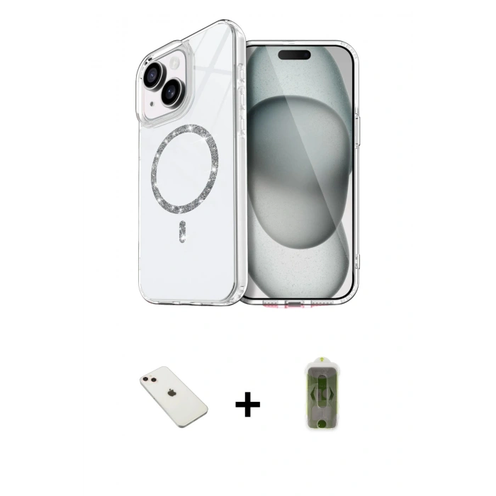 MARSİLYAN™- iPhone 14 Kılıf Kıvılcım Form Prime - Siyah Joko Magic 5D Hayalet Cam + Diamond Kamera Lens - PE