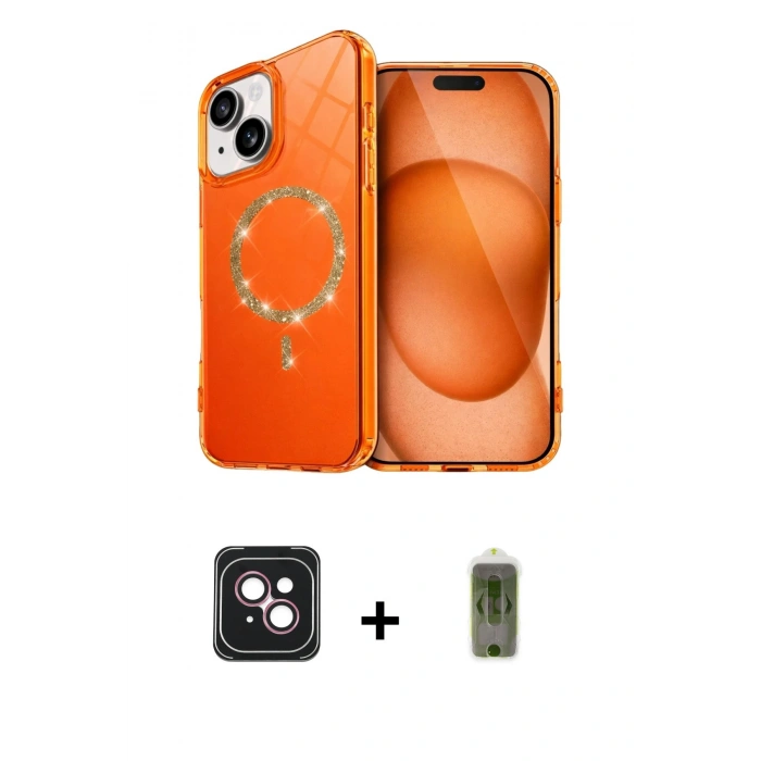 MARSİLYAN™- iPhone 14 Kılıf Kıvılcım Form Prime - Siyah Joko Magic 5D Hayalet Cam + PVD Metal Kamera Lens - PE