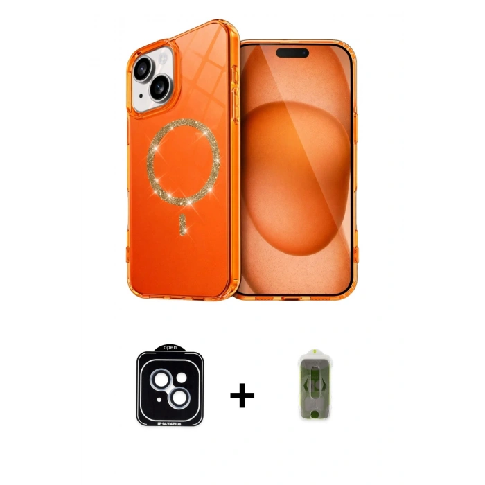 MARSİLYAN™- iPhone 14 Kılıf Kıvılcım Form Prime - Siyah Joko Magic 5D Hayalet Cam + PVD Metal Kamera Lens - MI