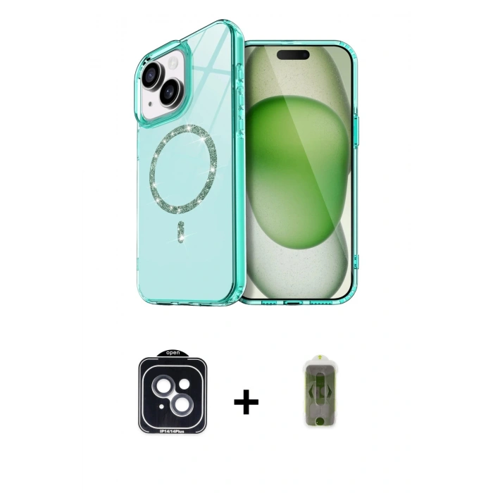 MARSİLYAN™- iPhone 14 Kılıf Kıvılcım Form Prime - Siyah Joko Magic 5D Hayalet Cam + PVD Metal Kamera Lens - SH