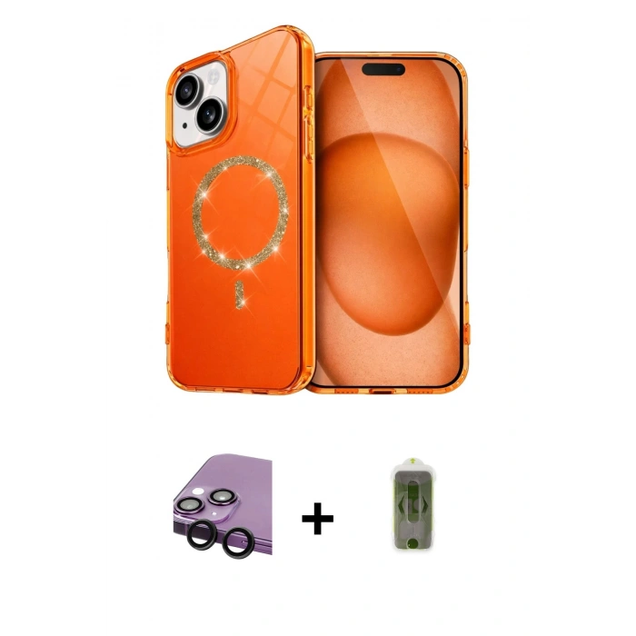 MARSİLYAN™- iPhone 14 Kılıf Kıvılcım Form Prime - Siyah Joko Magic 5D Hayalet Cam + Raze Metal Kamera Lens - SH