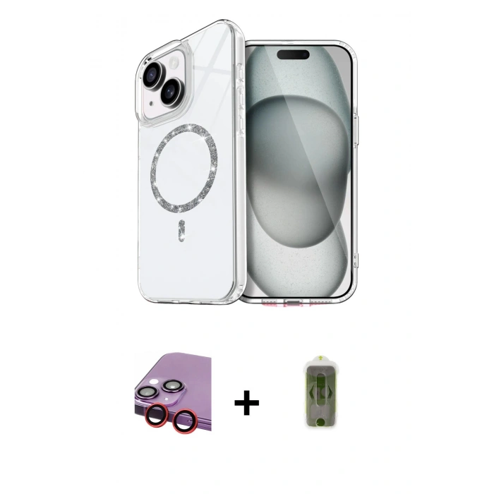 MARSİLYAN™- iPhone 14 Kılıf Kıvılcım Form Prime - Siyah Joko Magic 5D Hayalet Cam + Raze Metal Kamera Lens - KI