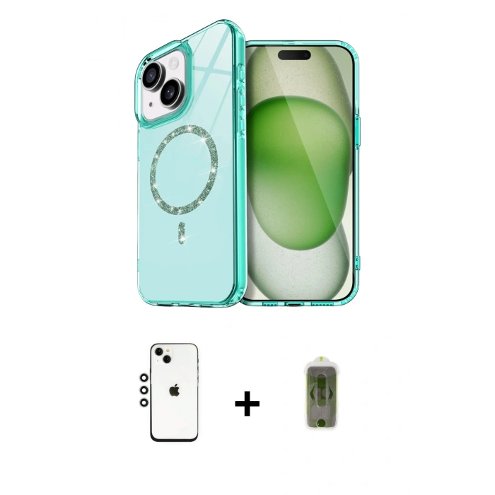MARSİLYAN™- iPhone 14 Kılıf Kıvılcım Form Prime - Siyah Joko Magic 5D Hayalet Cam + Shine Kamera Lens - GS