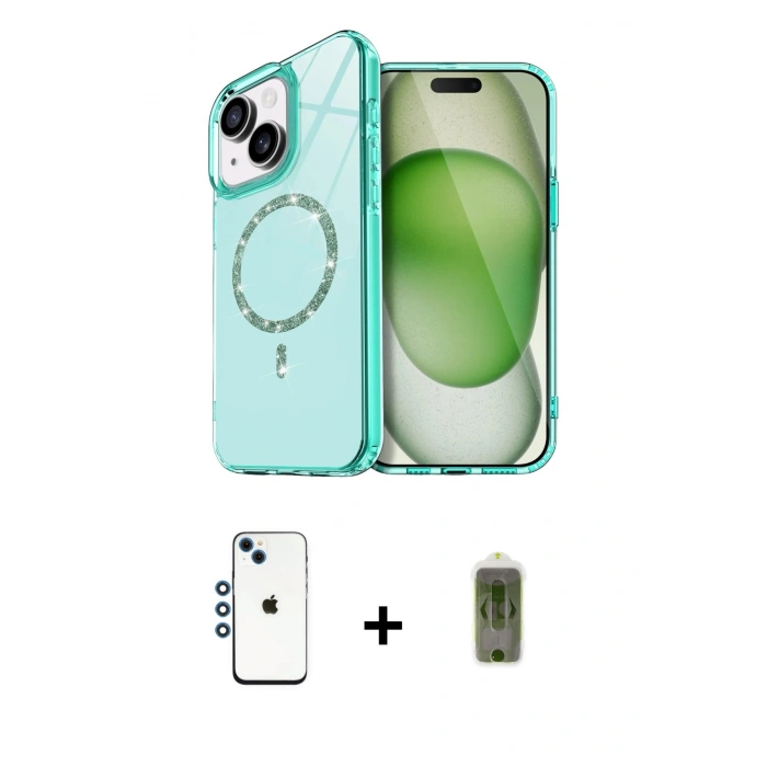 MARSİLYAN™- iPhone 14 Kılıf Kıvılcım Form Prime - Siyah Joko Magic 5D Hayalet Cam + Shine Kamera Lens - MI