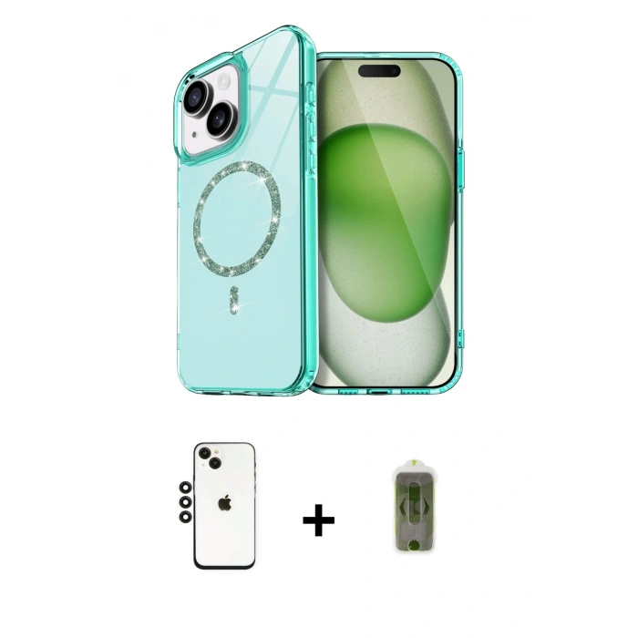 MARSİLYAN™- iPhone 14 Kılıf Kıvılcım Form Prime - Siyah Joko Magic 5D Hayalet Cam + Shine Kamera Lens - SH