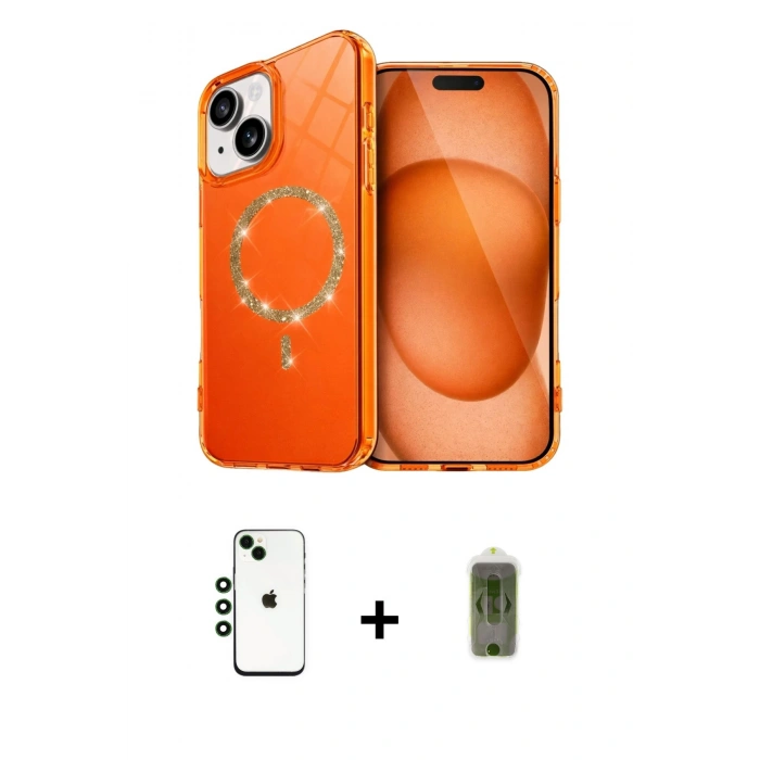 MARSİLYAN™- iPhone 14 Kılıf Kıvılcım Form Prime - Siyah Joko Magic 5D Hayalet Cam + Shine Kamera Lens - YL
